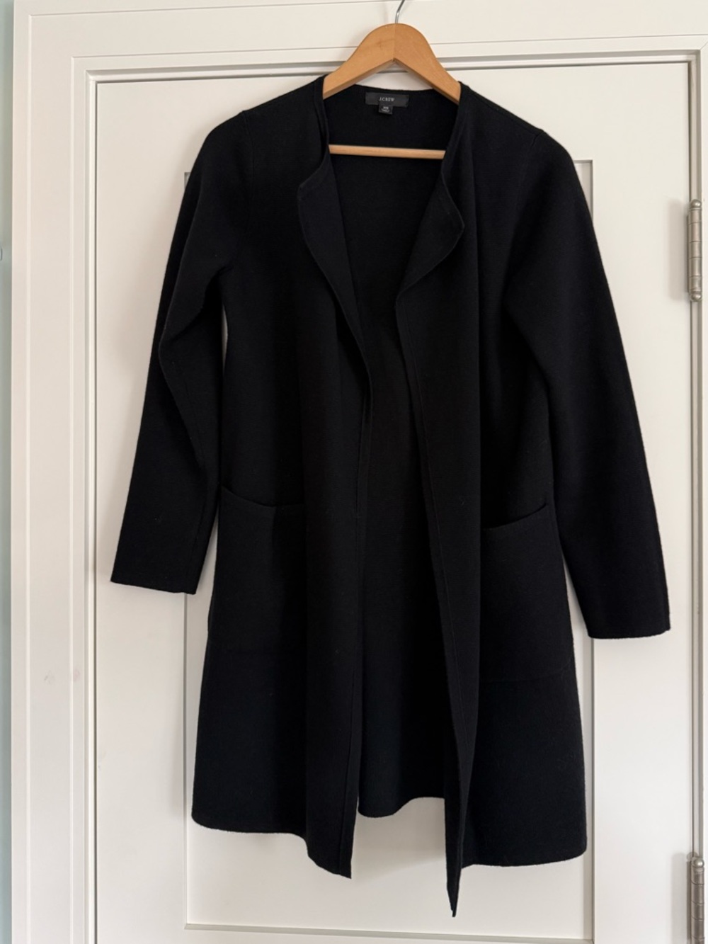J. Crew Juliette Collarless Cardigan - Blazer Black Open-Front Long Coatigan